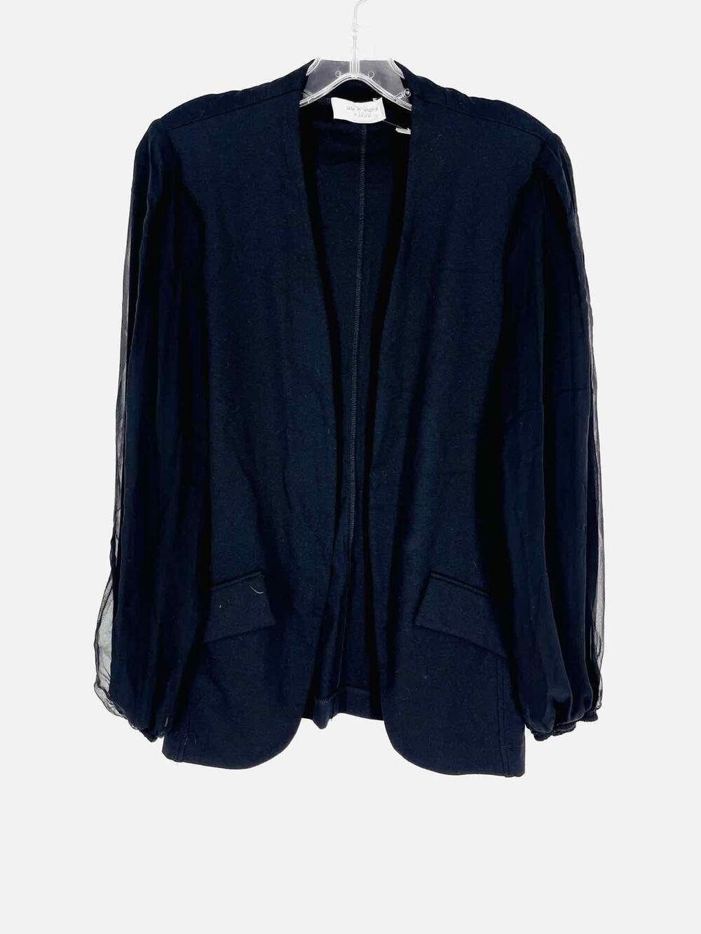 Lola & Sophie Size L Black Solid Chiffon Designer Blazer